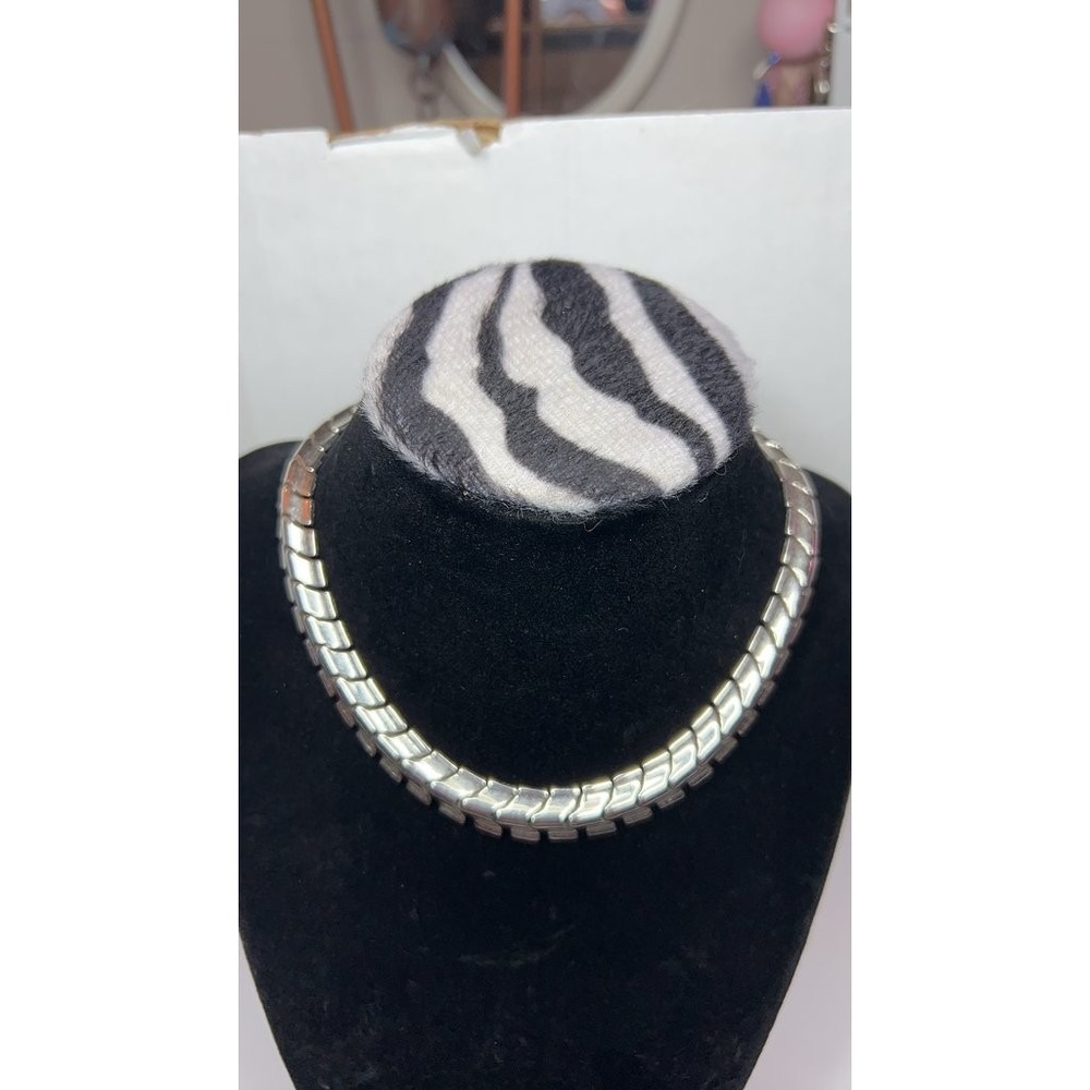 Vintage Trifari Silver Metal Statement Choker Necklace